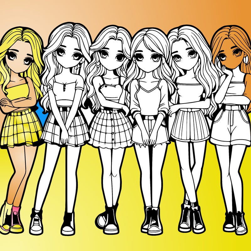 a group of girls realistic