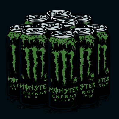 bunch of monster energy drink cans