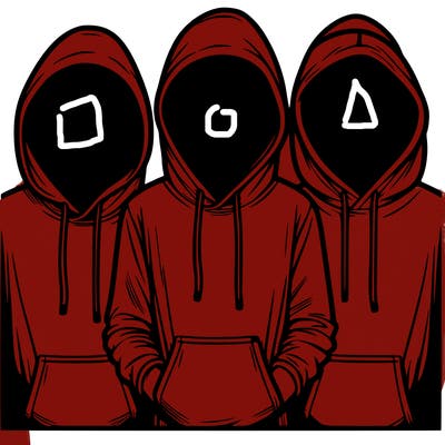3 faceless people in  hoodies