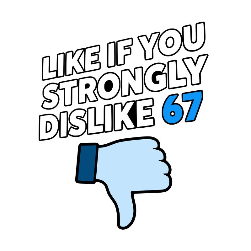 like if you strongly dislike 67