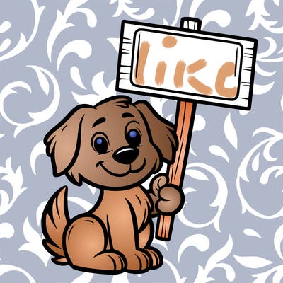 a dog holding the sign