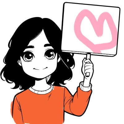 realistic girl holding up a sign