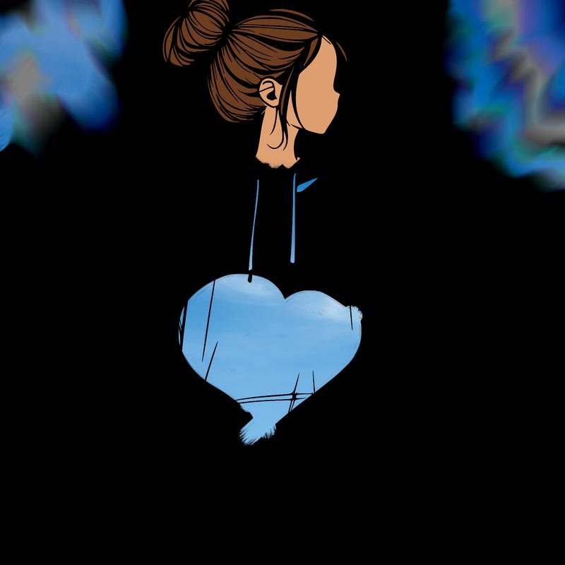 realistic girl with a oversized sweatshirt on and a bun