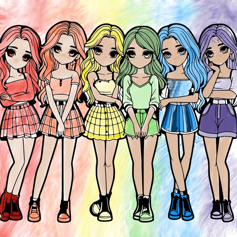 a group of girls realistic