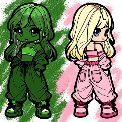 girl in crop top and baggy pants