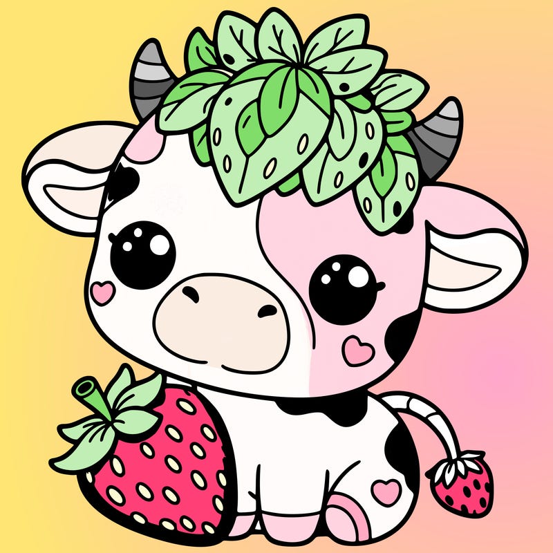 cute strawberry cow