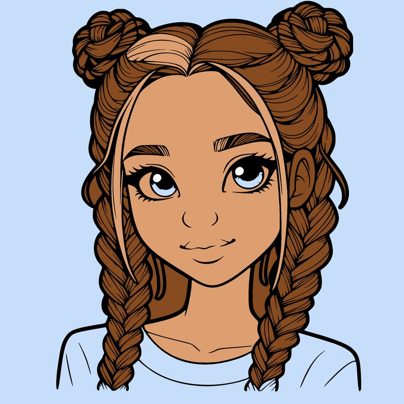 realistic girl with braids