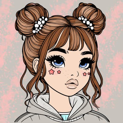 realistic girl with space buns