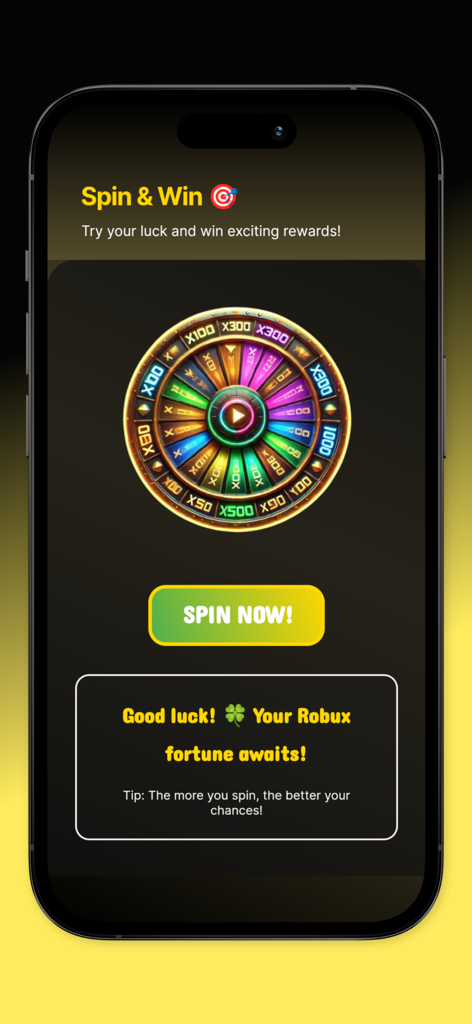 A prize wheel in a Spin and Win game for Roblox rewards