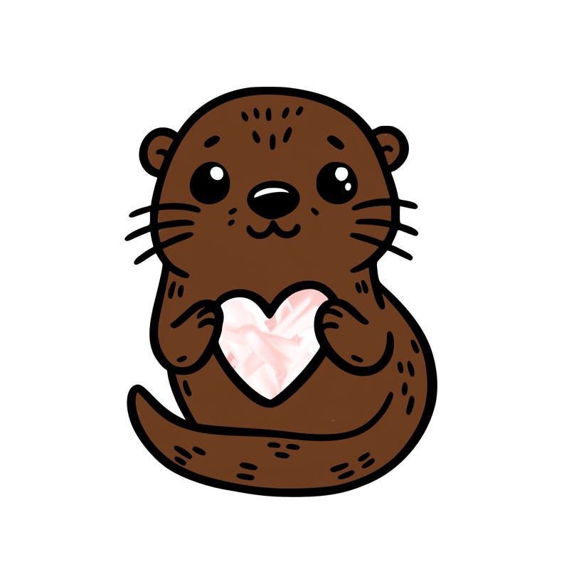 otter with a heart