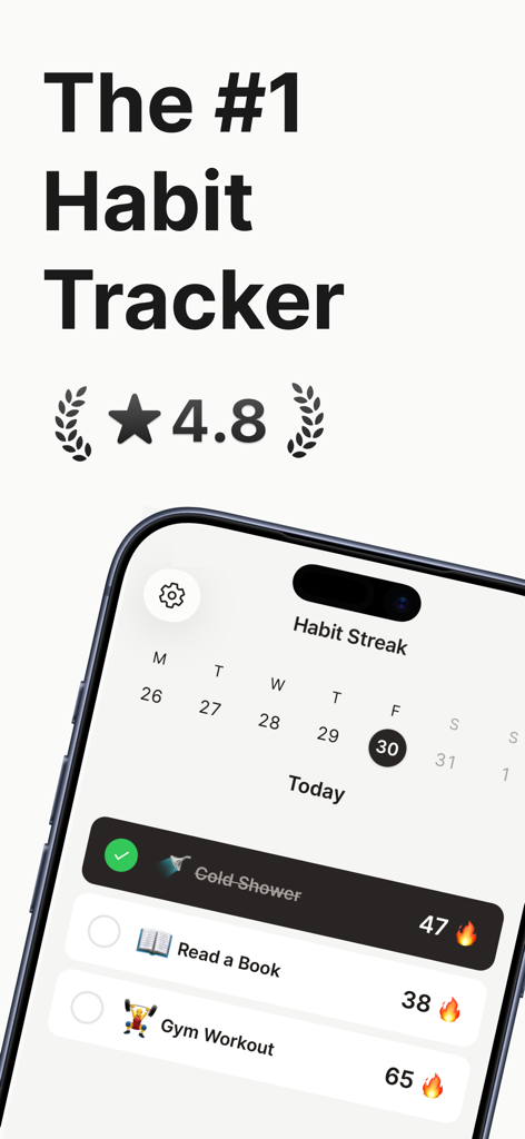 Habit Tracker: Habit Streak - Interfaz de la aplicación Habit Tracker Habit Streak que muestra listas de hábitos y rachas de progreso.