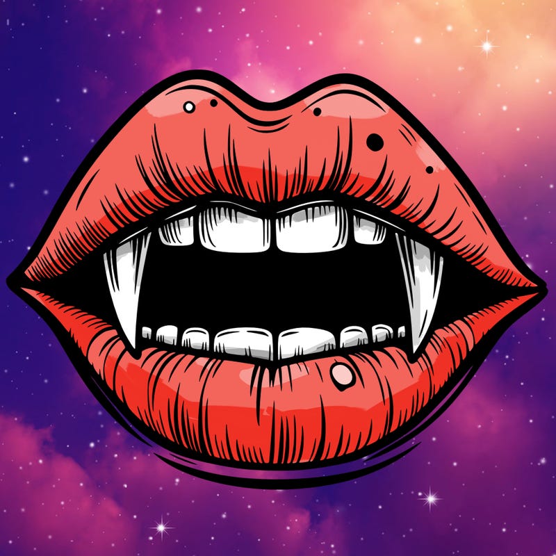 lips with vampire teeth