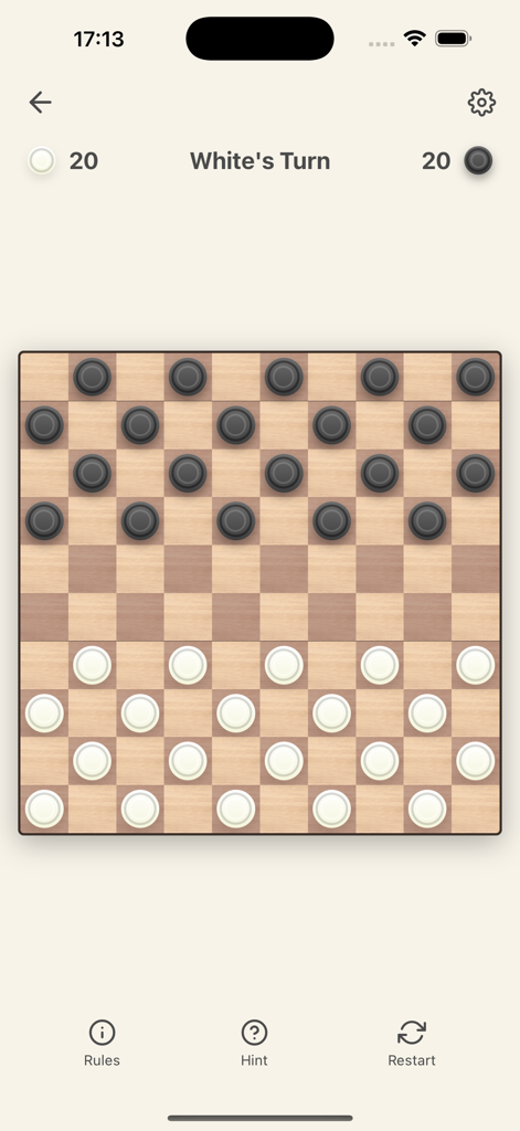 Checkers Pro 7 in 1 - Ein 10x10 Internationales Damespielbrett mit weißen und schwarzen Figuren auf Holztextur