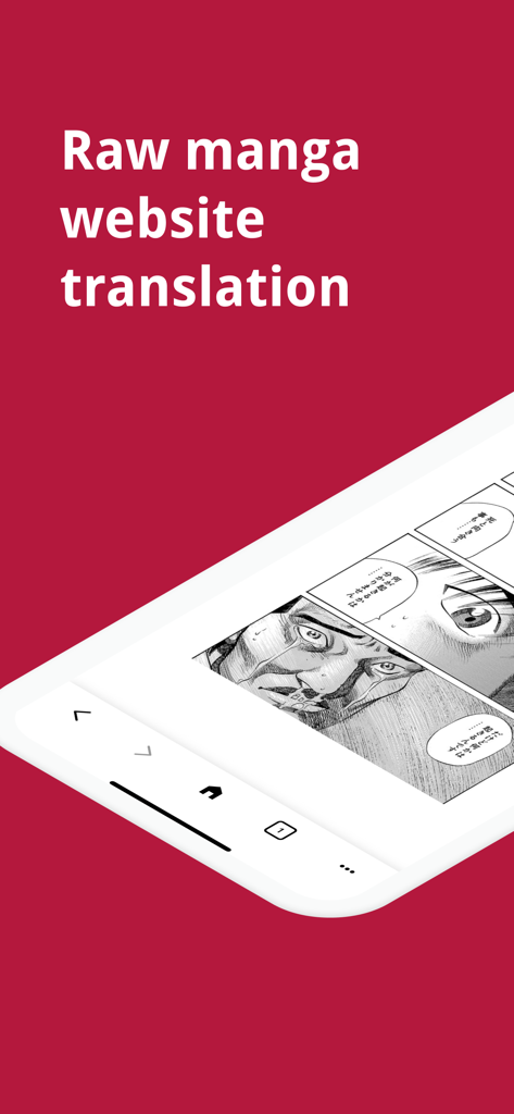Manga Translator - Interface of Manga Translator app showing raw manga website translation on a mobile screen