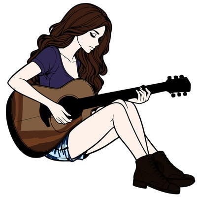 realistic woman play guitar
