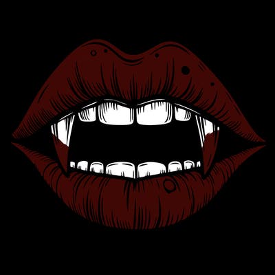 lips with vampire teeth