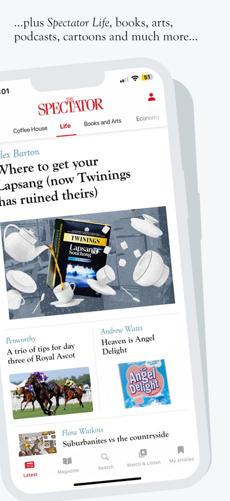 The Spectator Magazine - A preview of lifestyle and culture articles in The Spectator Magazine app.