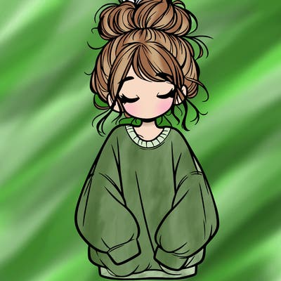 girl with baggy sweatshirt and messy bun