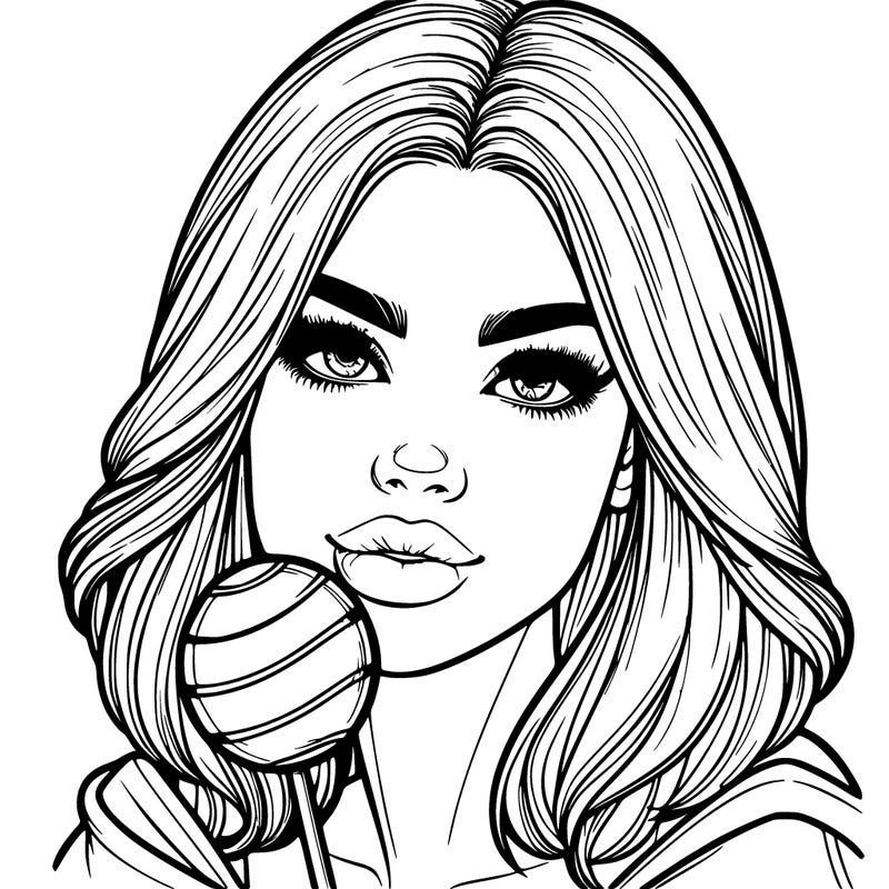 a realistic woman with a lollipop