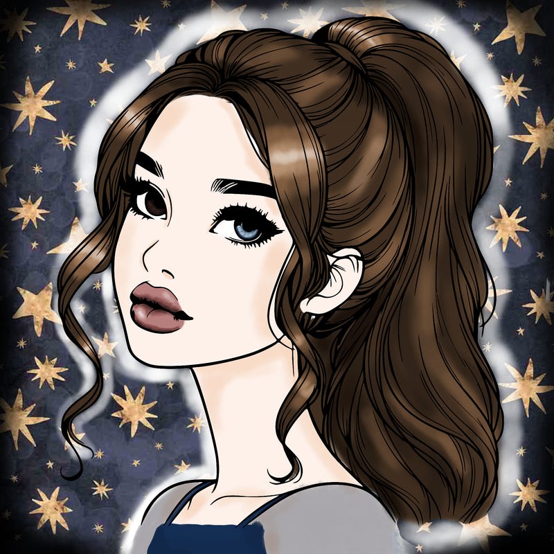 realistic girl with a ponytail on her hair and lips