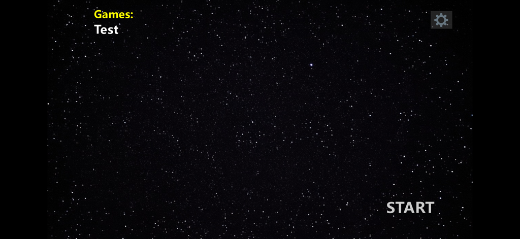 Renpy HHG - Renpy HHG application menu showing a game selection list on a starfield background.