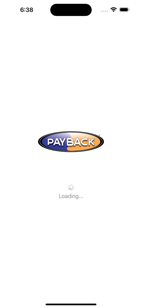Payback - Mobile - Payback Mobile app splash screen featuring the company logo and a loading indicator