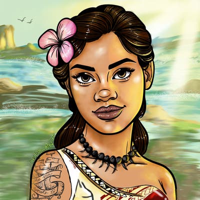 a realistic polynesian woman with a samoan pacific look and a taupou