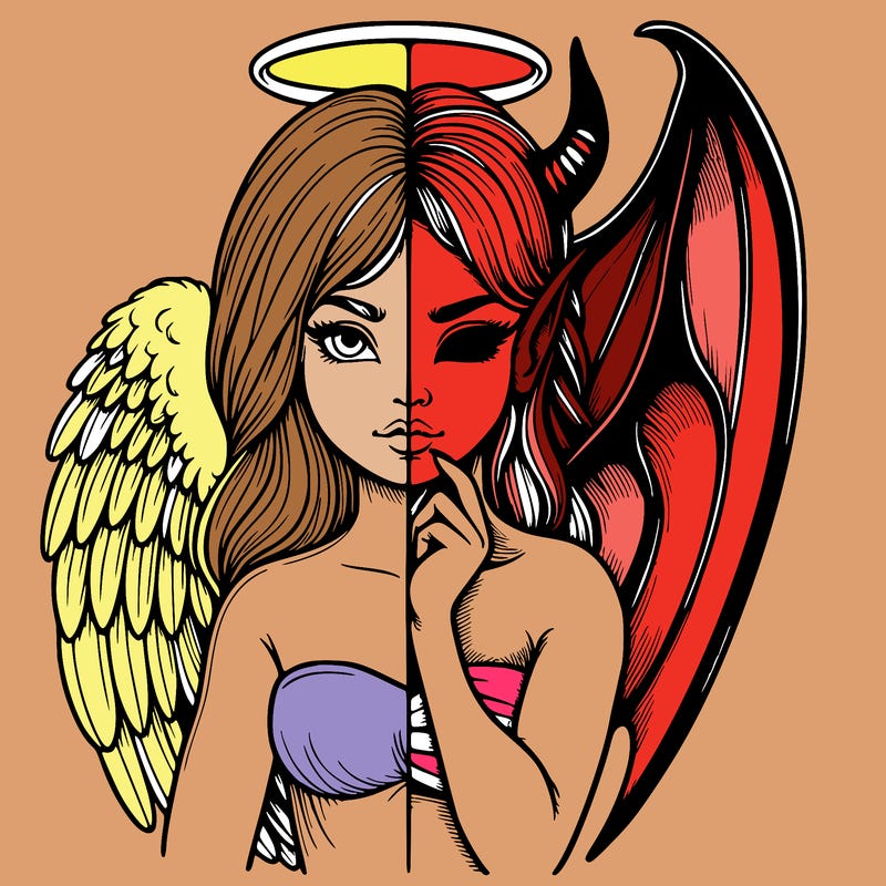 realistic angel half demon