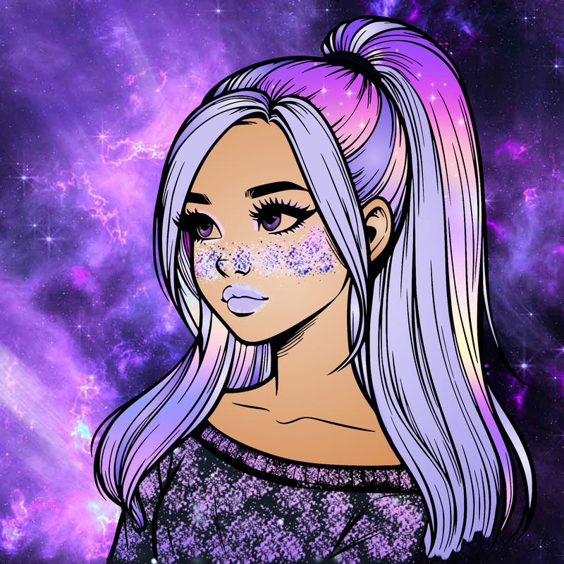 realistic girl with a high ponytail