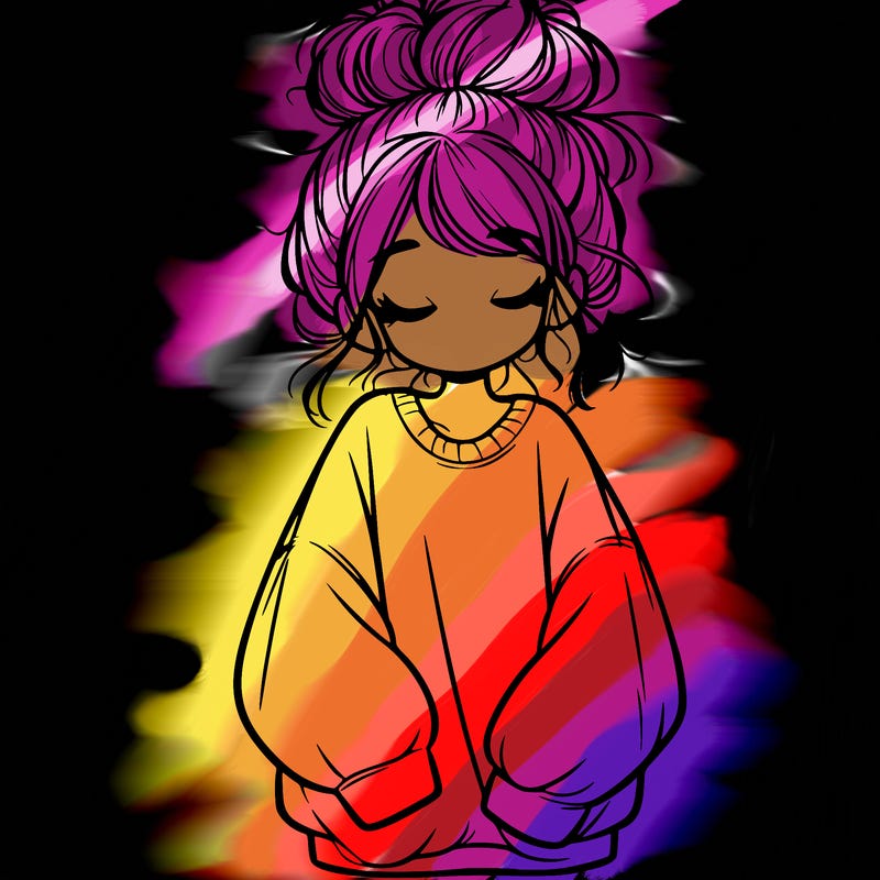 girl with baggy sweatshirt and messy bun