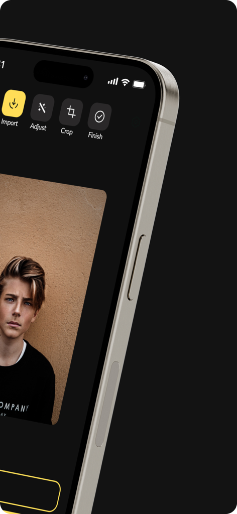 Passport Photo & ID Photo - A smartphone screen displaying the editing and adjustment tools of a passport photo app