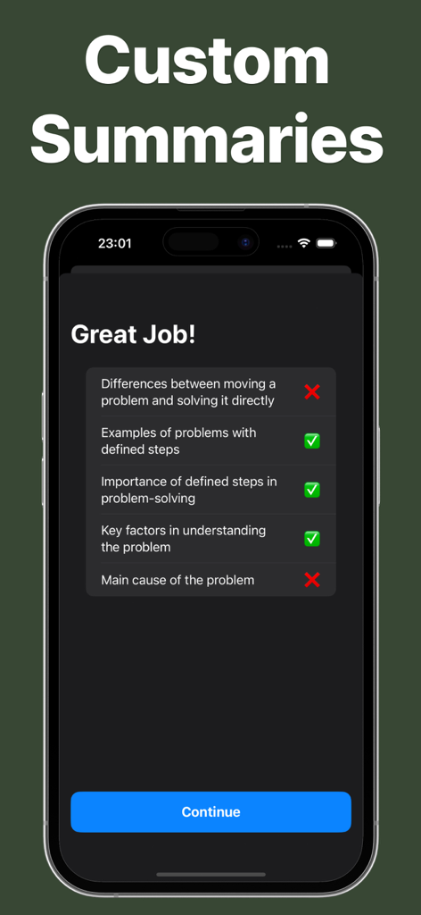 Feynman AI Study Notes Maker - Une capture d'écran de l'application Feynman AI montrant des résumés personnalisés et des commentaires sur la progression des sujets d'étude.