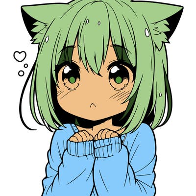 shy anime catgirl