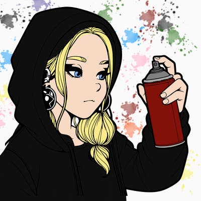 a realistic girl, spray painting