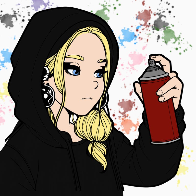 a realistic girl, spray painting