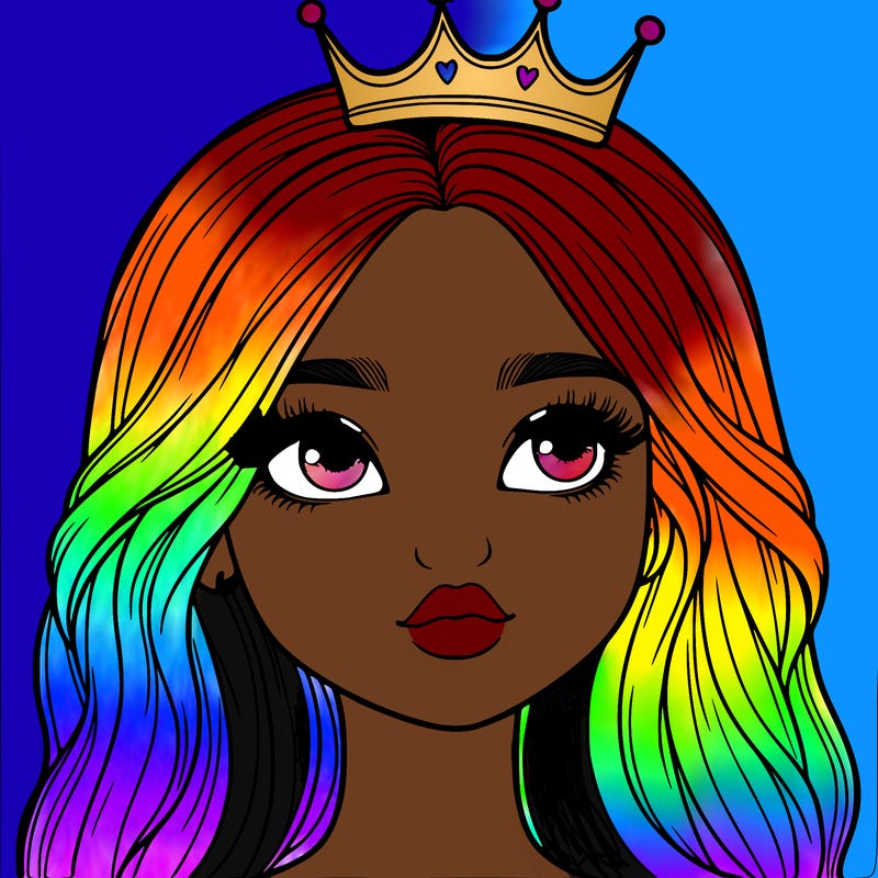 a realistic girl with a crown on