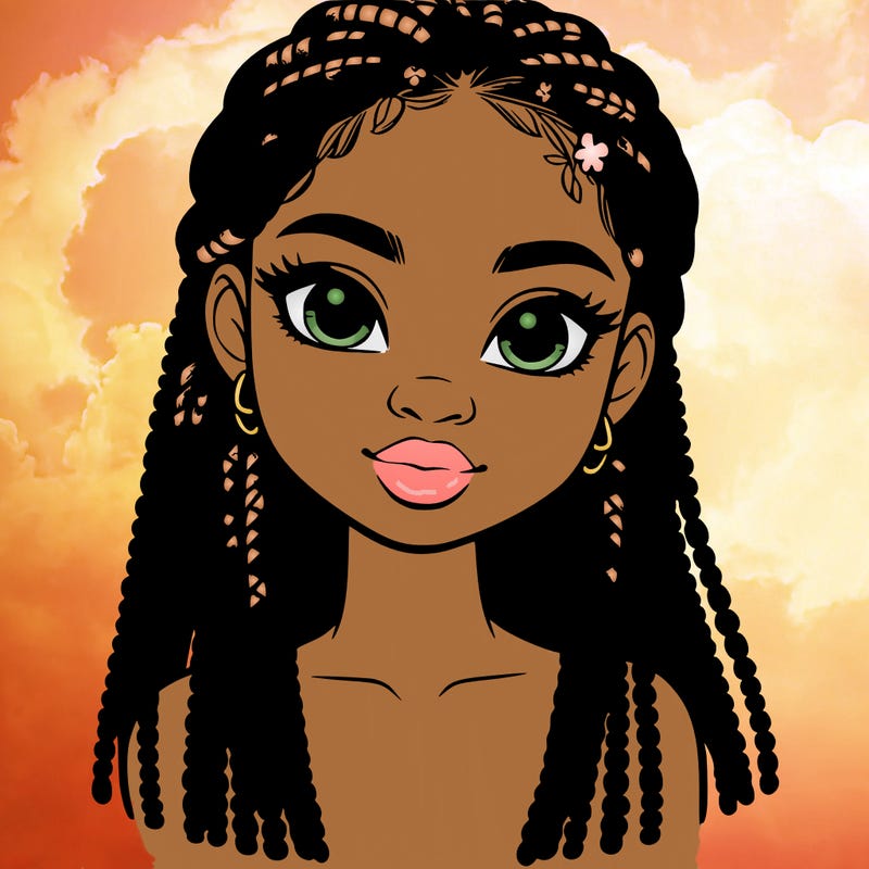 a realistic black girl with braids