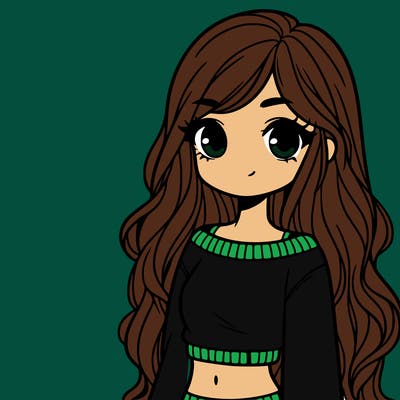 girl with long hair and a crop top with a sweater