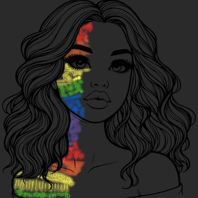 realistic girl with wavy hair and lips