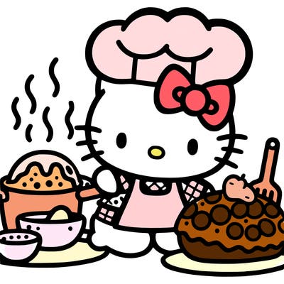cutest hello kitty cooking