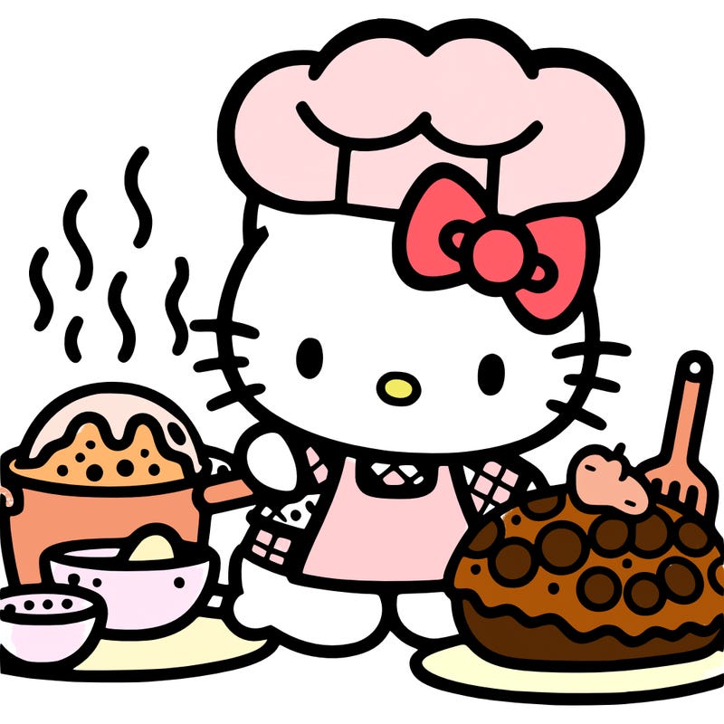 cutest hello kitty cooking