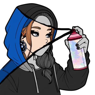 a realistic girl, spray painting