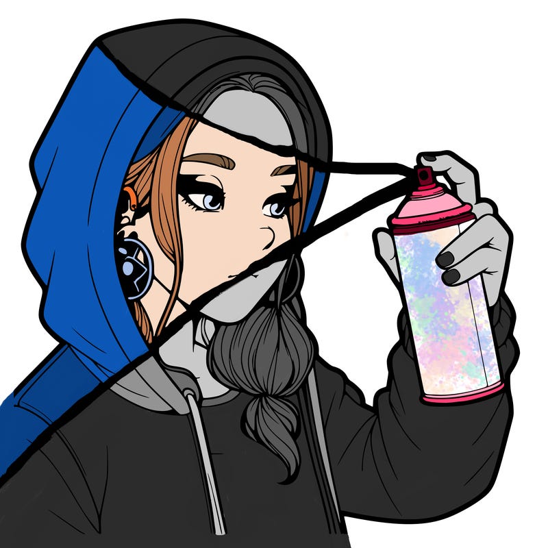 a realistic girl, spray painting