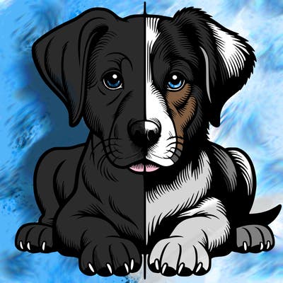 realistic dog split picture