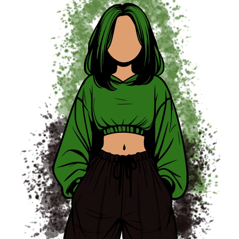 realistic girl faceless with baggy pants and a crop top