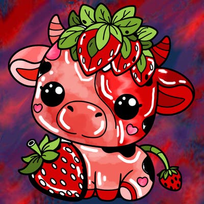 cute strawberry cow