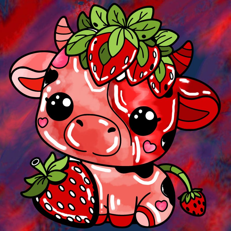 cute strawberry cow