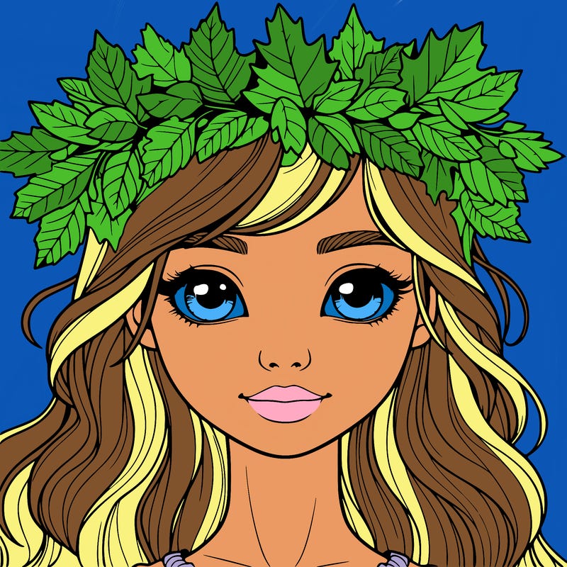 realistic girl with fall leaf crown