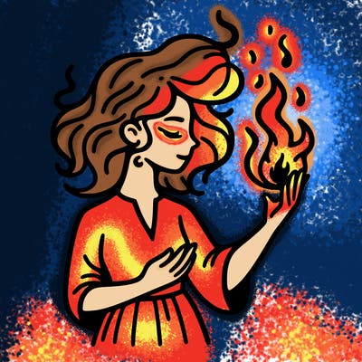woman with fire