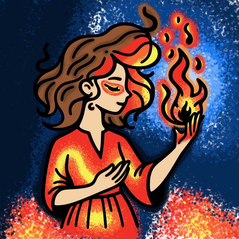 woman with fire
